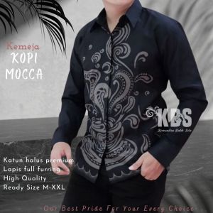 KEMEJA BATIK PRIA FULL FURING BAHAN KATUN SANFORIS MOTIF KOPI MOCCA KEMEJA BATIK LENGAN PANJANG