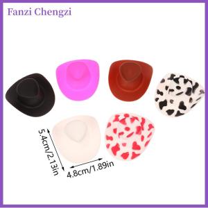 Fanzi 10pcs ตุ๊กตาพลาสติกขนาดเล็กหมวกคาวบอยตะวันตกหมวกหนังวัวสำหรับตกแต่งตุ๊กตา