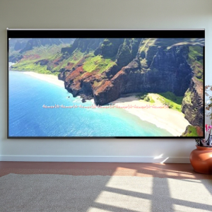 Klaz 70inchi Projector Screen Automatic Layar Proyektor Warna Putih Layar Untuk Menonton Film Movie Presentasi Di Dinding Desain Minimalis Modern Dan Ringkas