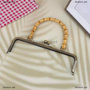 [COD] Season pet กระเป๋าถือโลหะแนววินเทจ1ชิ้นกรอบล๊อคปุ่มจูบพร้อมที่หนีบเครื่องประดับทำจากไม้ไผ่