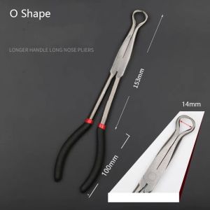 CHLOCH 1Pcs Tay cầm dài 280mm Kìm mũi dài 11 inch Thép carbon Kìm mũi tròn Bền bỉ 0 25 45 90 Độ Kìm đầu cong thẳng Dành cho sửa chữa ô tô tự làm trong công nghiệp
