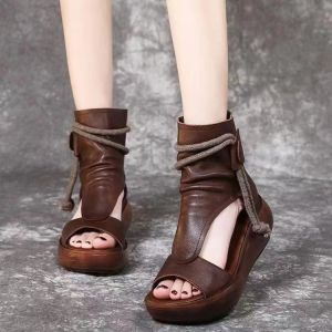 Free Shipping Summer Style Sandals For Women New Wedge Heel Thick-Soled Fashionable Trendy Casual And Easy-To-Wear