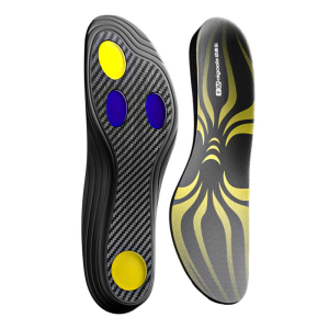 solemate insoles with gel and carbon fiber for shock absorption and comfort.