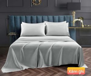 [MẪU MỚI] Bộ chăn ga phi lụa Thái Tuấn cao cấp hàng loại 1 màu phi lụa Xám Ghi bộ 5 món 4 món mền chần gòn ga lẻ đủ size đủ màu Xưởng chiếu miền nam