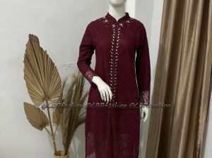 Realpict Setelan Kebaya Tunik Busui Brokat Full Payet// Set Tunik Salsabila Rok Plisket//Harga Promo Kebaya Modern