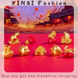 YINSI Mini New Years Wealth Tree Lucky Bag Statue Micro Landscape Home Desktop Car Dashboard Decoration