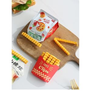12 Pcs Food Bag Storage Clip Creative French Fries Sealing Clip Moisture-proof Magnetic Holder With Clips Bag