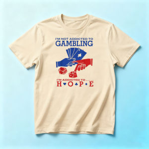 IM NOT ADDICTED TO GAMBLING Summer Men Cotton Crew Neck T-Shirts Poker Dice Hand Graphic Funny Card Game Meme Daily Casual Tee