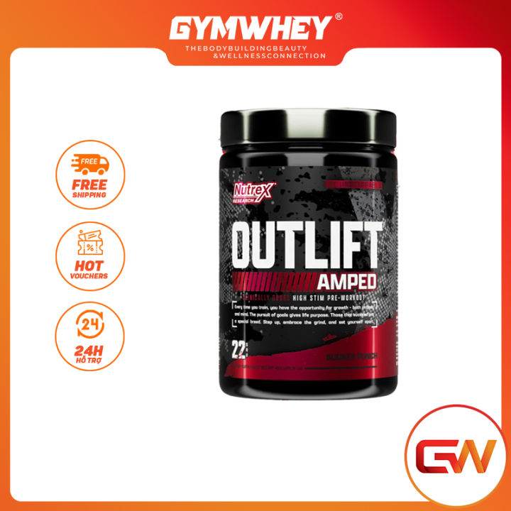 NUTREX OUTLIFT AMPED HIGH STIM PRE 22SER Tăng Sức Mạnh Tập Trung Tỉnh Táo
