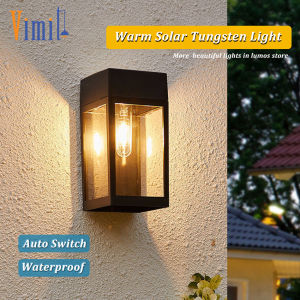 Vimite Led Solar Wall Light Outdoor Waterproof Automatic Sensor Garden Light Street Lamp for House Fence Patio Decoration Lighting Warm