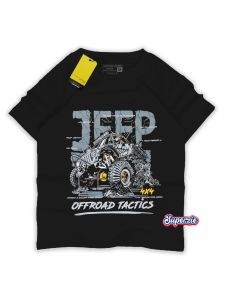 Baju anak laki laki usia 4-12 tahun Karakter kendaraan adventure JEEP TACTIS warna hitam bahan adem sablon plastisol