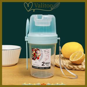 [Valitoo] Breakfast Fruit Oat Yogurt Salad Cup With Lid And Spoon Two-layers Food Storage Bento Box Fitness Fat-Reduced Taper Bowl