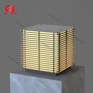 Đèn Trụ Vuông Kim Loại Chao Sáng Mờ Dịu Nhẹ Cao Cấp