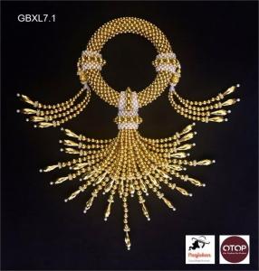 พวงมาลัยลูกปัดสีทองข้อพระกรอุบะ 36 สายขนาด 7 นิ้ว