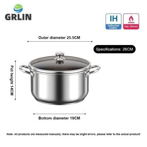 Stainless Steel Steamer Cookware Pot 22/24/26cm 2IN1 Thicken Hot Pot Steamer Soup Pot