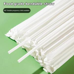 【100PCS】 26CM  Plastic Bendable Drinking Straws Disposable Beverage Straws   Tortuous Thin Milk tea Juice Pearl  Party Supplies