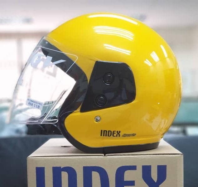 index helmet lazada INDEX HELMET (SPECIAL YELLOW) LIMITED Special Limited Yellow Helmet Open  Face Helmet Safety & Style Iso 9001:2008 Quality Pc Visor Scratch Resistant  Clear Visor Sirim Approved Index Helmet - Lazada