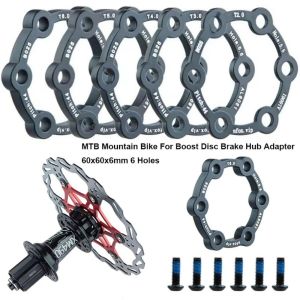 NOBLELYN 6 Holes MTB Mountain Bike Gasket 44mm 60x60x6mm Boost Disc Brake Hub Adapter High Quality Black Brake Disc Gasket