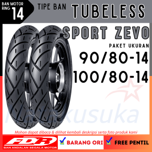 FDR Paket Ban Motor SPORT ZEVO 90/80-14 & 100/80-14 Tubeless TL Ban Motor Metic Free Pentil