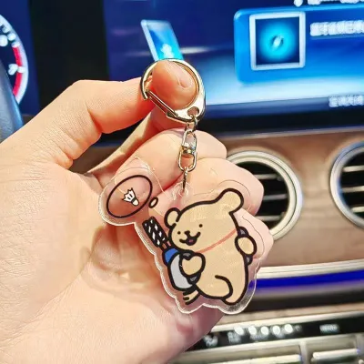 Cartoon puppy badminton series keychain student schoolbag acrylic metal pendant couple bag pendant
