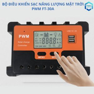 Bộ Điều Khiển Sạc Năng Lượng Mặt Trời PWM FT-30A TEKI 12V/24V Tự Nhận Bình Màn LCD USB Kép