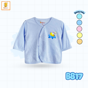 Đồ sơ sinh bé trai bé gái BABIBOO áo sơ sinh dài tay cổ tim vải cotton mềm mịn an toàn cho da-BB17