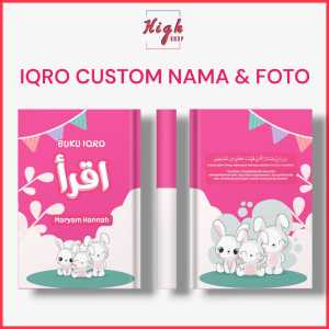 Buku Iqro Milenial Custom Full Color Hardcover Softcover (Free Tulis Nama & Foto di Cover) / Buku Iqro A5 Custom / Iqra Jilid 1 - 6 Lengkap