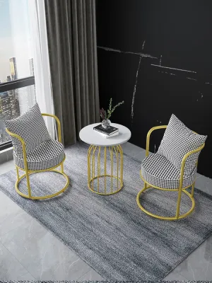 Online celebrity balcony small tables and chairs leisure chairs three-piece tea tables and chairs combination coffee table luxury creative one table and two chairs.