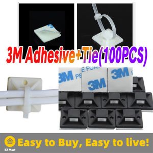 【Fast Shipping】 Self-Adhesive Wire Tie Cable Clamp Clips Holder Cable Tie Base Mount Self Adhesive for Car Dash Camera GPS 100PCS/Set