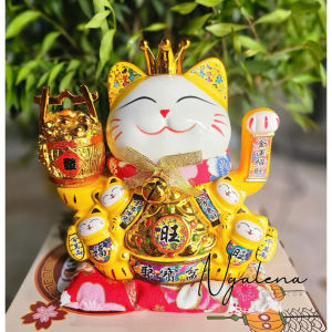 Mèo thần tài mèo may mắn vẫy tay Phong Thuỷ Tài Lộc gốm sứ Nga Lena