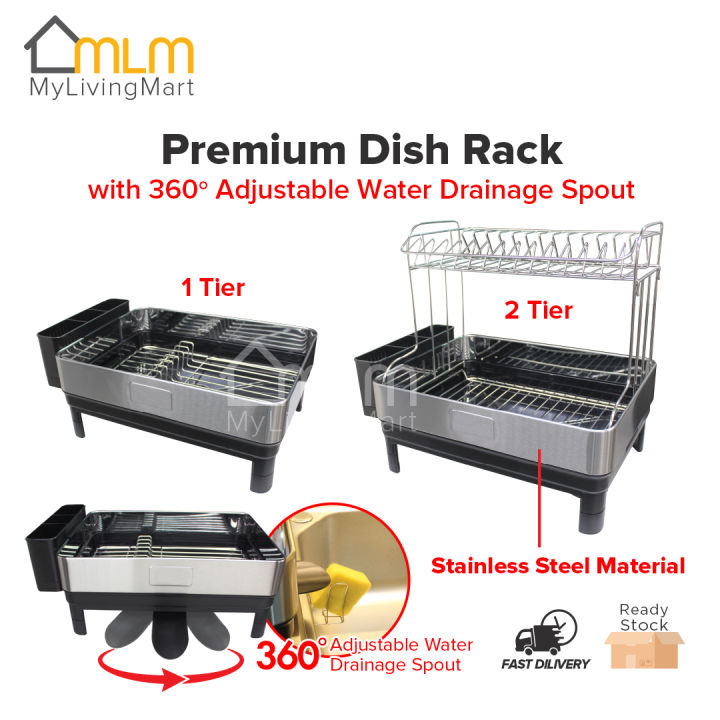 1-2 Layer Korea Kitchen Rack Dish Rack Storage Stainless Steel Height ...