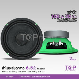 TOP ชุดลำโพงรถยนต์กลาง 6.5นิ้ว หน้าเคฟล่า หมวกเคฟล่า โครงเขียว แม่เหล็ก100หนา20มิลเต็ม วอยส์25.5 แหลมจาน15มิล มีชุดรวมแหลม เลือกรุ่นได้ตาม