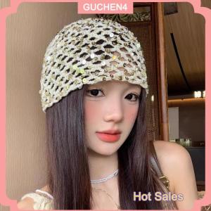 GUCHEN4🎀 Thời Trang Cổ Điển Sequined Rỗng Áo Thun Mũ Phụ Nữ Mùa Hè Mùa Thu Du Lịch Hình Ảnh Bầu Không Khí Đa Năng Giản Dị Y2K Đan Beanie Hat