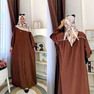 Gamis Lebaran 2025 KIRANA Dress Gamis Crinkle Airflow Busui Kancing Depan Ld 120