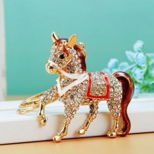 MISSUP Rhinestones Horse Keychain Sparkling Decorative Pony Pendant  Metal Car Keychain Bag Pendant