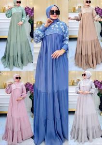 Syaila Dress Ceruty Babydoll Premium Brukat Gamis Kondangan Ibu Ibu Model Terbaru Kekinian 2023