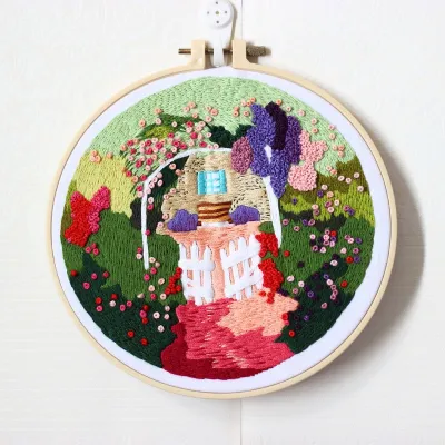Embroidery Kit Beginner European Style Building Embroidery Set Needlework Cross Stitch Kit Handmade Gift 欧式建筑刺绣DIY材料包