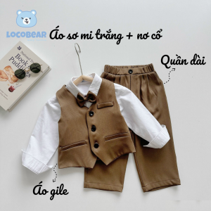 BE200 Bộ gile công tử bé trai LOCOBEAR quần áo cho bé đi tiệc đi chơi sang chảnh