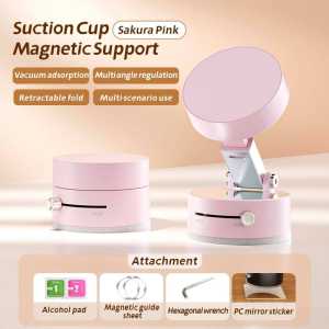 360 Degree Adjustable Suction Cup Magnetic Phone Holder Double Side Magnetic Car Electric Vacuum Phone Mount Strong Magnetic