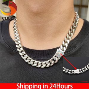CLIBER 1pc Hip Hop 13MM Cross Cuban Chain Stainless steel Necklace Fashion Set Gold Silver Color For Men Women Jewelry