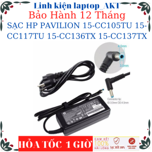 SẠC LAPTOP HP PAVILION 15-CC105TU 15-CC117TU 15-CC136TX 15-CC137TX- Sạc HP 19.5V-3.33A-65W chân kim nhỏ xanh(4.5*3.0mm)