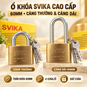 Ổ Khóa SVIKA Cao Cấp 60mm Dày Dặn Chịu Lực Tốt – Khóa Cửa Cổng Kho Kèm 4 Chìa Giữ Chìa Tiện Lợi