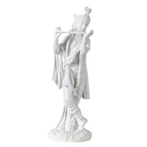 10Inch Krishna Statue Hindu God of Love Resins Sculpture Figurine Ornament for Home Temple Altar Desk Book Shelf Decors