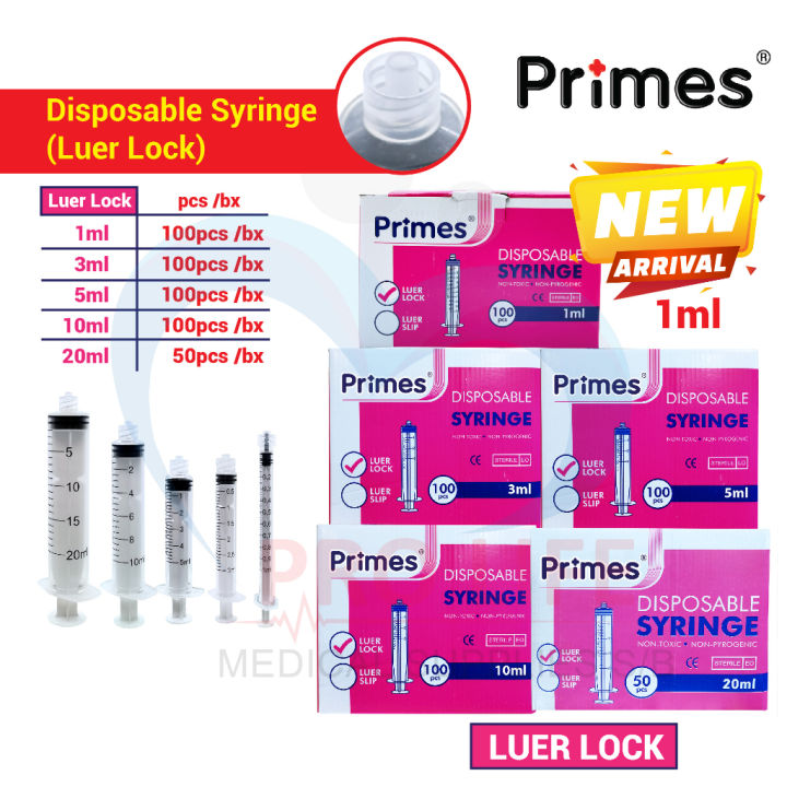 PRIMES Disposable Syringe Luer Lock 3ml/5ml/10ml Lazada