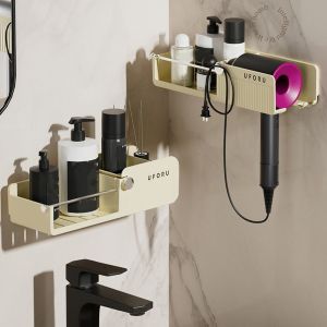 FSFDS Gắn tường Giá để máy sấy tóc Tự dính Sức chứa lớn Giá đỡ quạt gió Đa chức năng Tiết kiệm không gian Dụng cụ sắp xếp Máy sấy tóc Dành cho gia đình