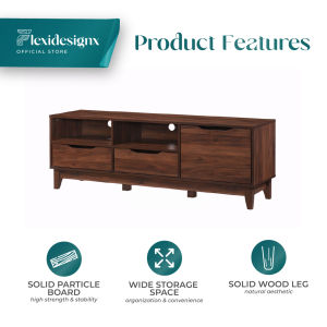 160cm Tv Console Media Storage Walnut Color Tv Cabinet Flexidesignx LOTUS