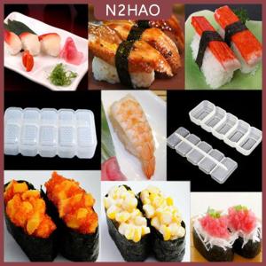 N2HAO Nhật Bản Nigiri Sushi khuôn gạo bóng 5 cuộn Maker không dính Báo Chí Bento công cụ