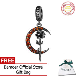 BAMOER Mặt Dây Chuyền Hình Bướm & Vòng Bắt Giấc Mơ Bằng Bạc Sterling 925 Mặt Dây Chuyền Rafflesia Hình Mặt Trăng & Hoa Hồng Hạt Charm Cho Nữ Làm Vòng Tay Trang Sức Thời Trang SCC2383