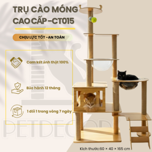 Trụ cào móng nhà cây cho mèo PETDECOR CT015 – Cat tree gỗ MDF lắp ráp – Cao 165cm