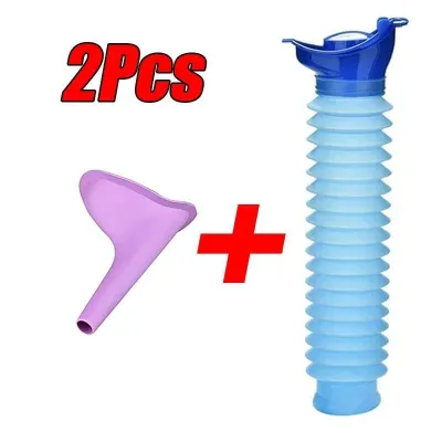 【Premium Quality】 2Pcs Portable Standing Shrinkable Urinal Travel Outdoor Camping Women Kid Emergency Pee Bottle Auto Accessories